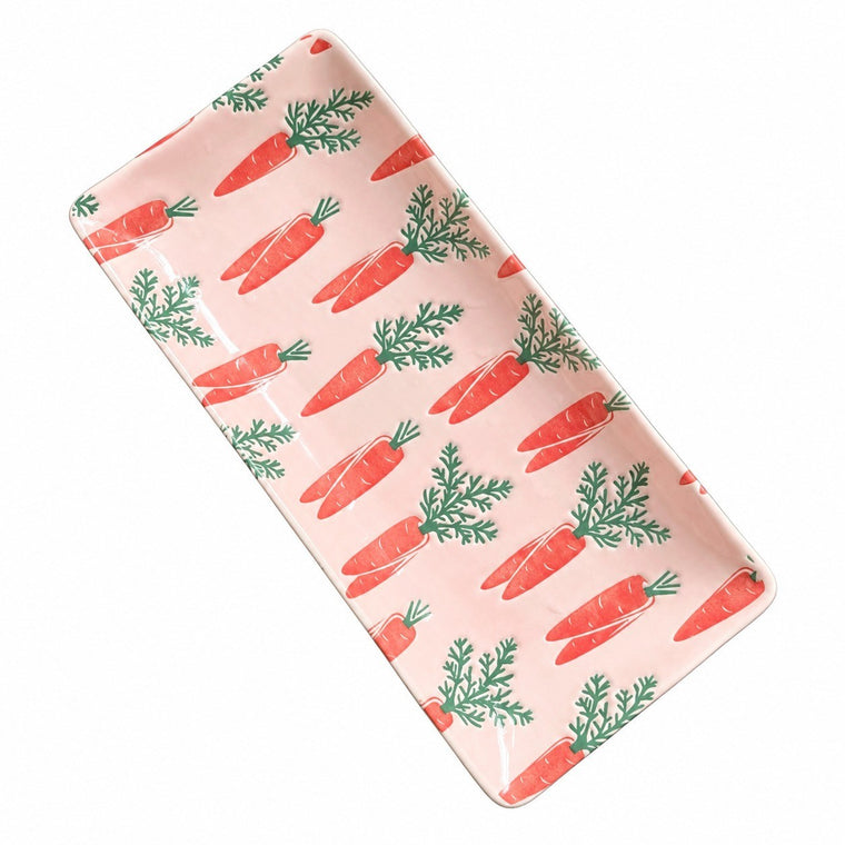 Pink Carrot Rectangular Plate, 24.5 x 11 x 2.5 cm, Ceramic Relief Detail - product view 1