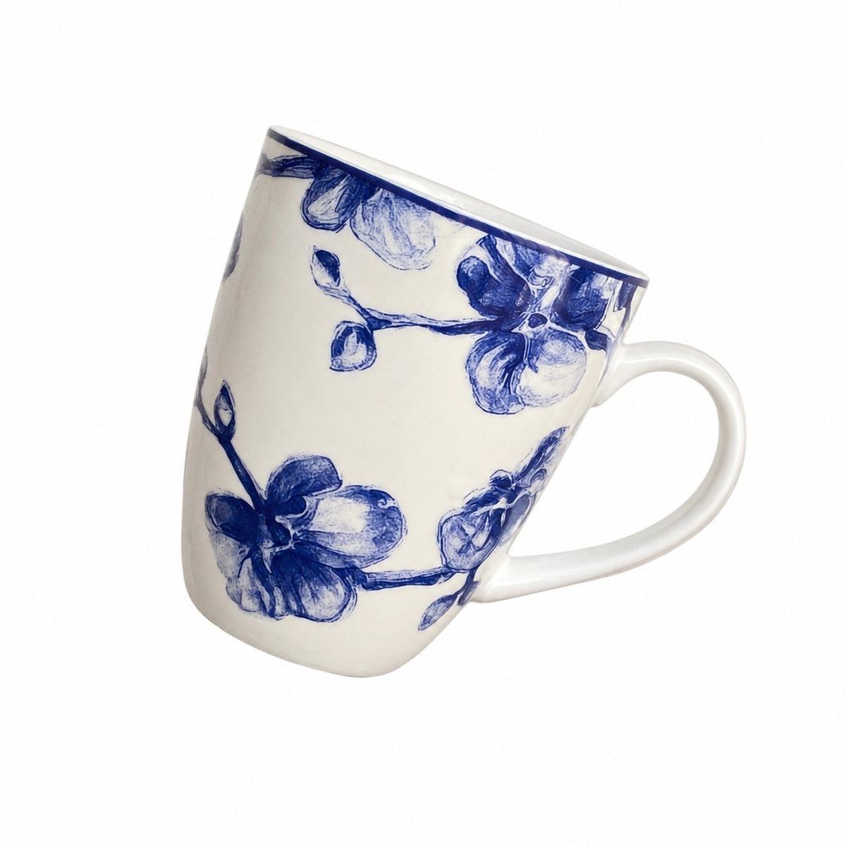 Green Peony Ceramic Cup, Tea Coffee Mug - product view 1