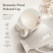 Romantic Floral Pedestal Cup, 320 ml, Fine Porcelain - detail 2