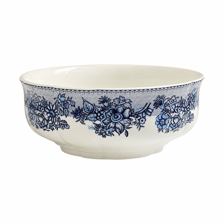Vintage Blue and White Large Ceramic Bowl, Underglaze Decor - product view 1