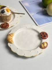 Ceramic Cookie and Bread Plate, 8 Inch, 20.5 x 2.5 cm, Relief Detailing - detail 2