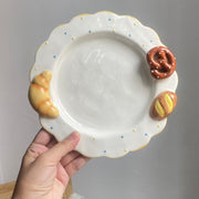 Ceramic Cookie and Bread Plate, 8 Inch, 20.5 x 2.5 cm, Relief Detailing - detail 1