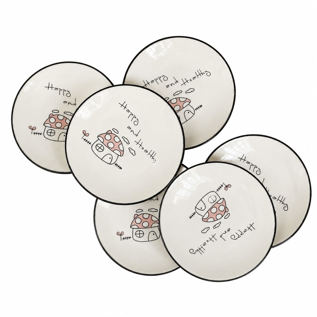 Mushroom Ceramic Small Dish, Underglaze Relief Decorative - product view 2
