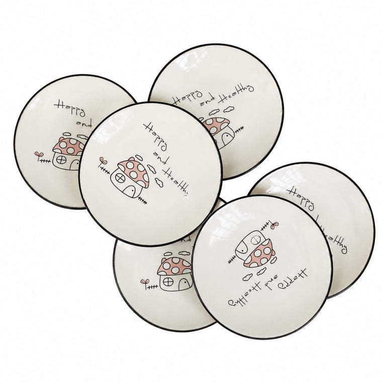 Mushroom Ceramic Small Dish, Underglaze Relief Decorative - product view 2