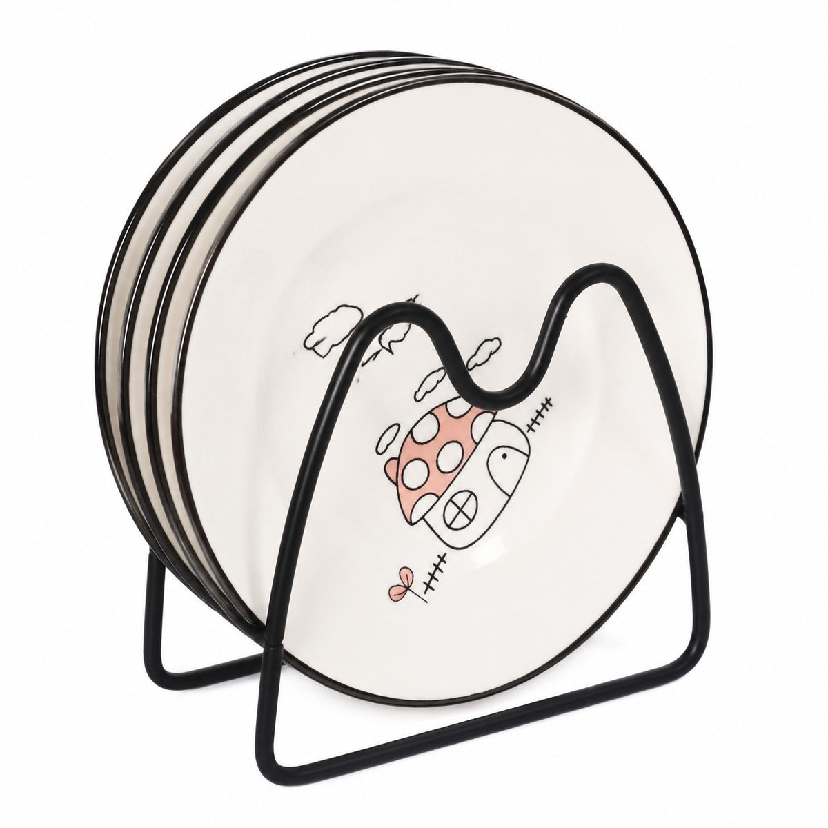 Mushroom Ceramic Small Dish, Underglaze Relief Decorative - product view 1