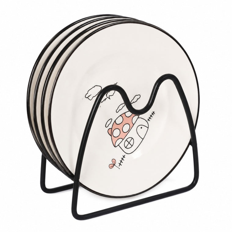 Mushroom Ceramic Small Dish, Underglaze Relief Decorative - product view 1