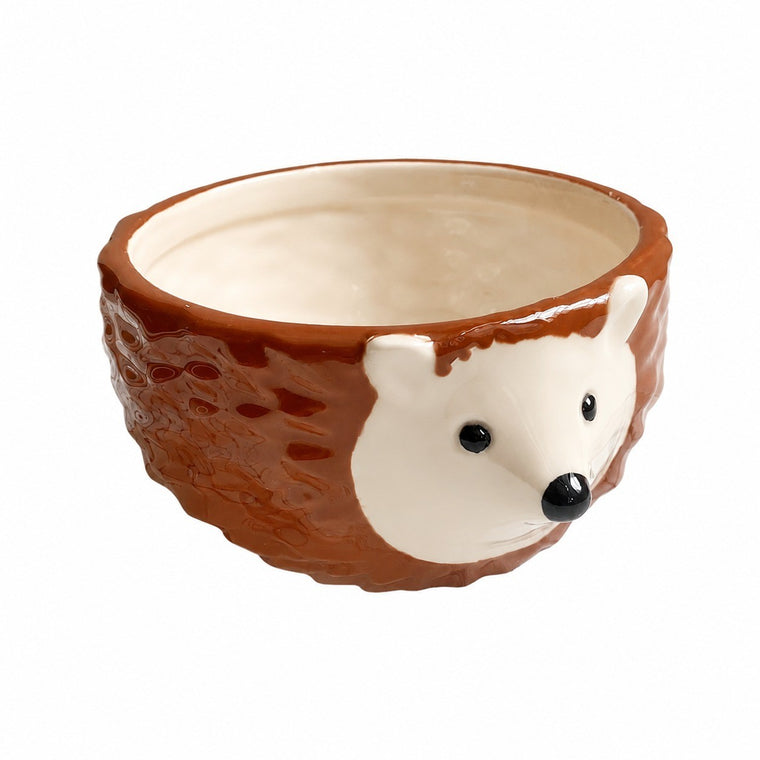 Hedgehog Bowl, Ceramic, Hand-Painted Relief Detailing - product view 1