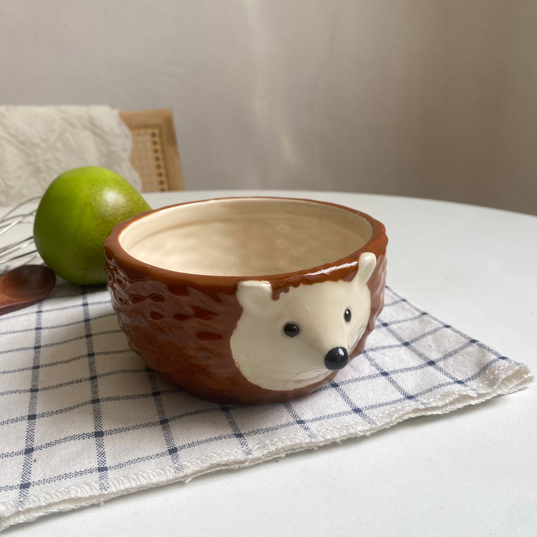 Hedgehog Bowl, Ceramic, Hand-Painted Relief Detailing - detail 1