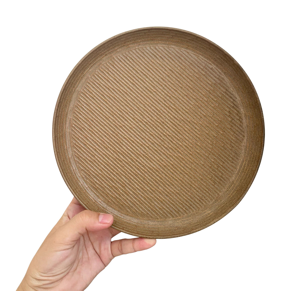 Embossed Stone Texture Ceramic Plate, 21 x 2.2 cm, Relief Detailing, Underglaze Decoration - product view 1
