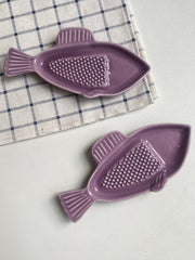 Small Purple Fish Grinding Dish, Ceramic Mortar for Spices, Herbs, Kitchen - detail 2