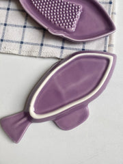 Small Purple Fish Grinding Dish, Ceramic Mortar for Spices, Herbs, Kitchen - detail 3