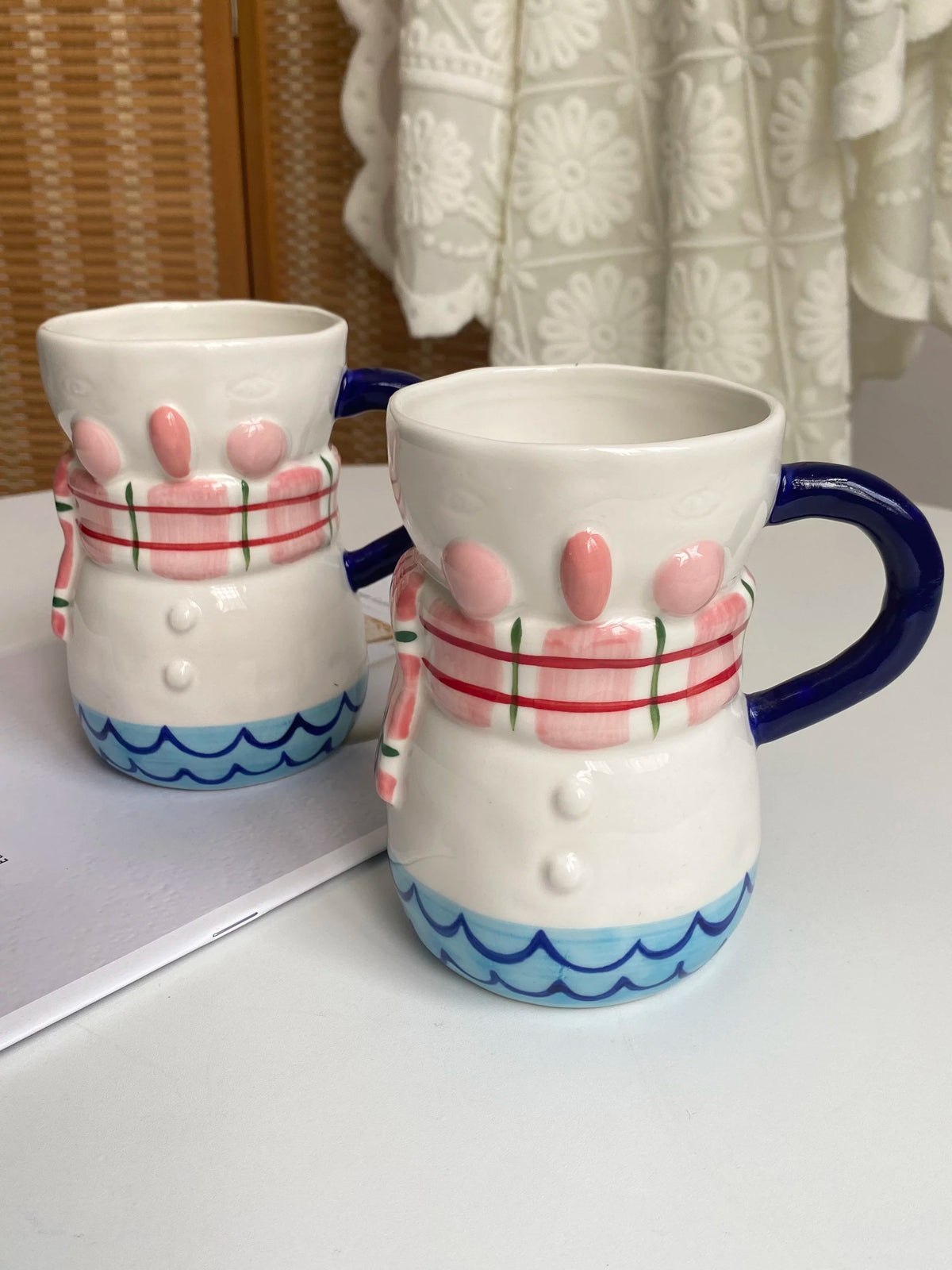 Snowman Ceramic Cup 550 ml, Underglaze Decoration, Coffee Tea Mug - detail 2