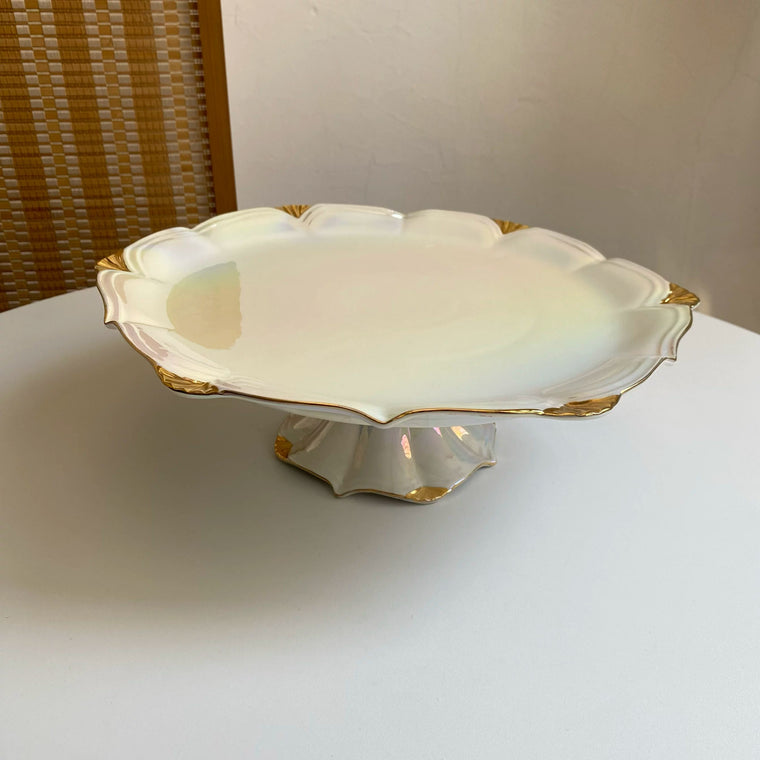 Ceramic Footed Plate, Pearlescent Glaze, 34.5 x 10.5 cm - detail 1