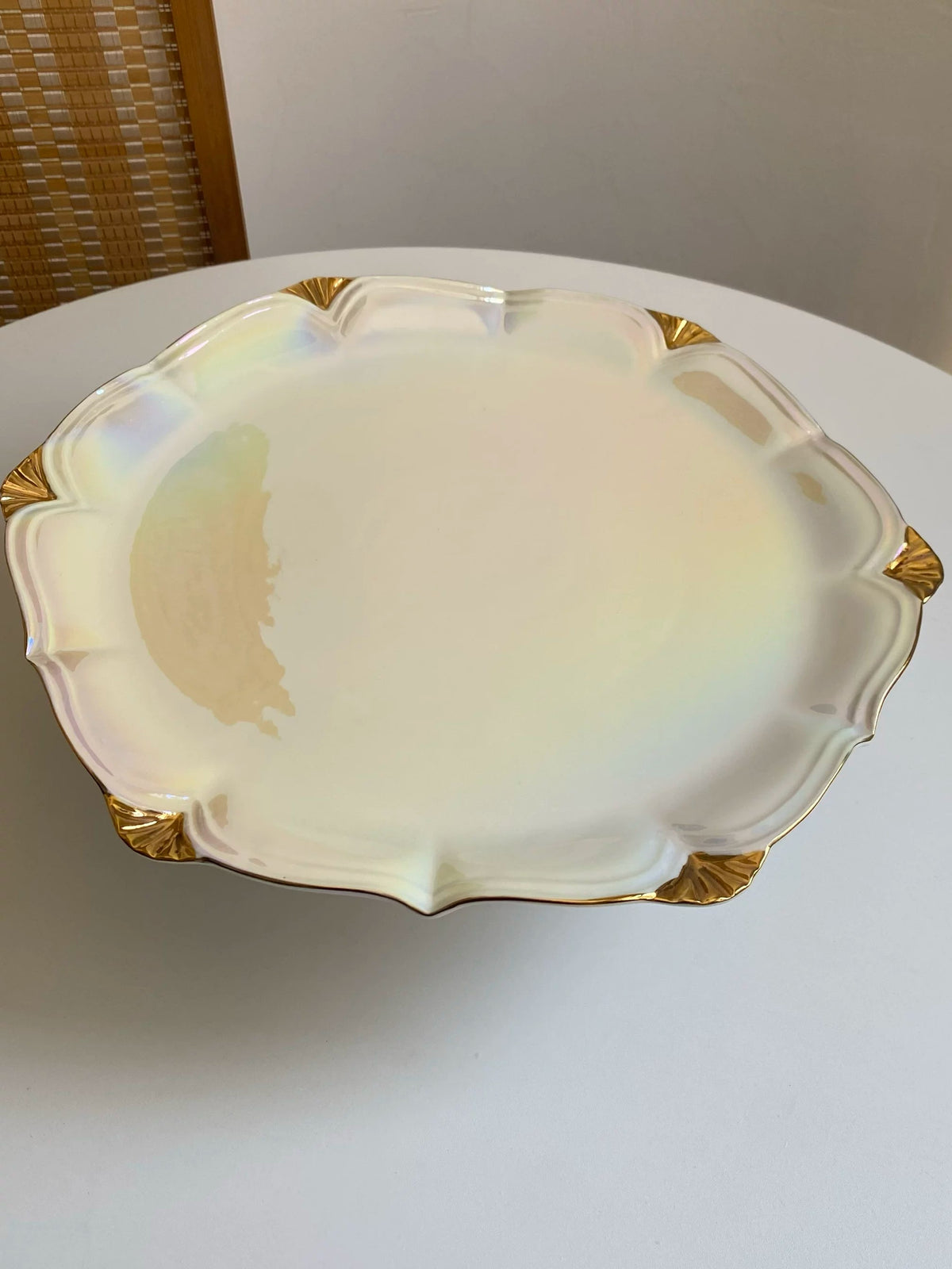 Ceramic Footed Plate, Pearlescent Glaze, 34.5 x 10.5 cm - detail 3