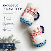 Snowman Ceramic Cup 550 ml, Underglaze Decoration, Coffee Tea Mug - detail 3