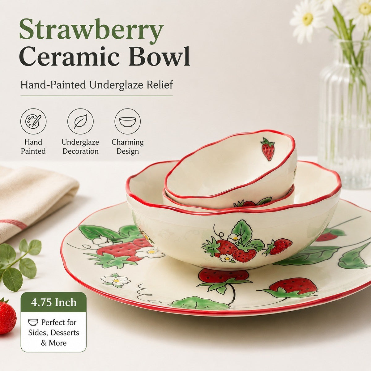 Strawberry Underglaze Ceramic Tableware Collection - detail 2