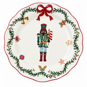 8.5" Ceramic Plate, Green Black-Face Nutcracker Design, Dinnerware - product view 1