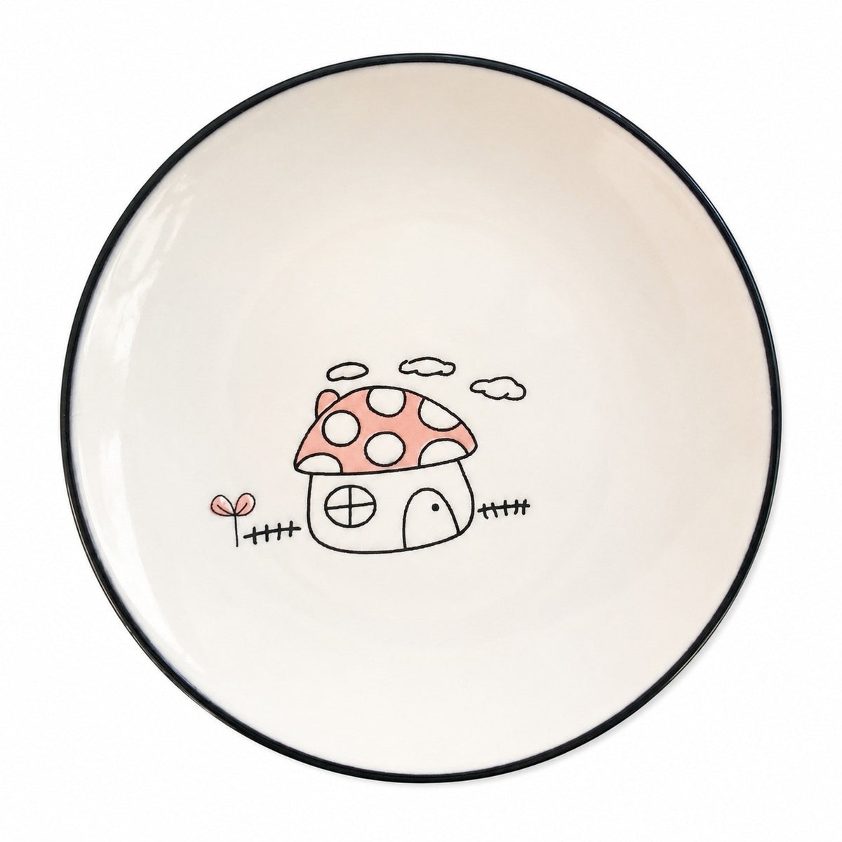 Mushroom Ceramic Small Dish, Underglaze Relief Decorative - product view 4
