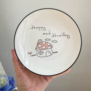 Mushroom Ceramic Small Dish, Underglaze Relief Decorative - detail 1