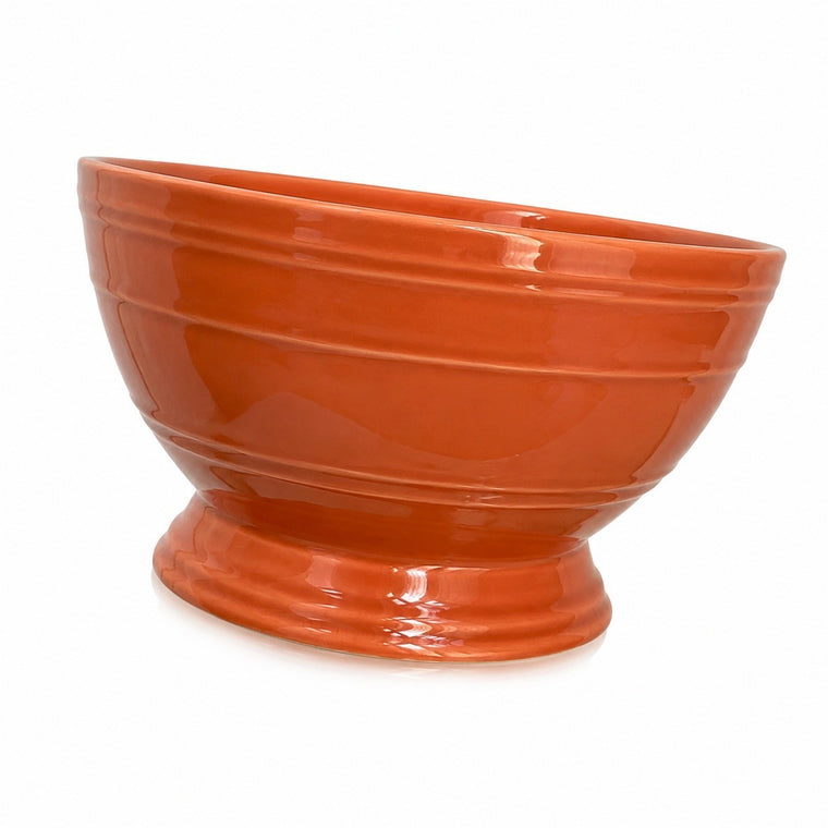 Orange Red Pedestal Bowl, 6.5 Inch Ceramic, Underglaze Relief Decorative - product view 1