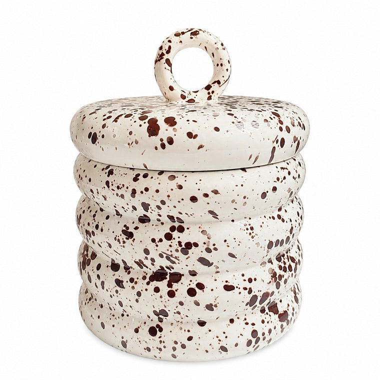 Ceramic Storage Jar, Ink-Splash Design, 15.5 x 12 cm, Kitchen Food Container - product view 1