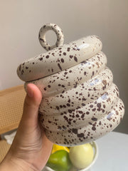 Ceramic Storage Jar, Ink-Splash Design, 15.5 x 12 cm, Kitchen Food Container - detail 3