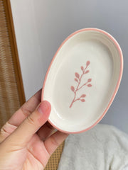 Small Pink Oval Ceramic Dish, 12 x 8 x 2 cm, 2-Piece Pack, Hand-Painted Underglaze - detail 3