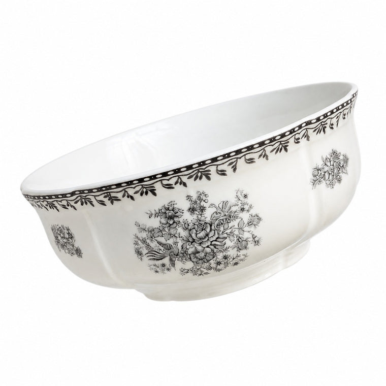 Vintage Blue and White Large Ceramic Bowl, Underglaze Decor - product view 2