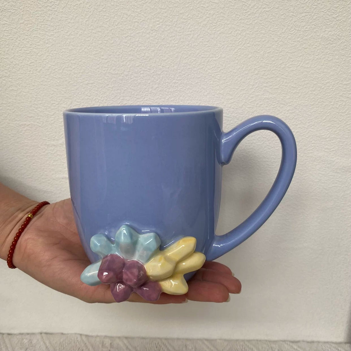 Purple Diamond Relief Ceramic Cup, 650 ml, Textured Mug - detail 2