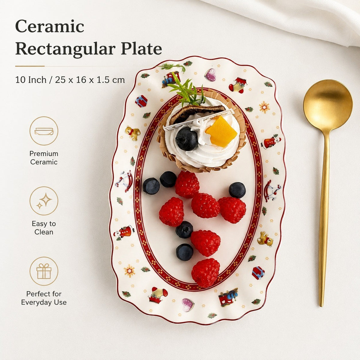 Ceramic Rectangular Plate 10 Inch, 25 x 16 x 1.5 cm, Dinnerware - detail 3