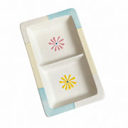 Ceramic Divided Platter, Tricolor Floral, Serving Tray - product view 1