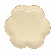 Gold-Detailed Cream Flower Ceramic Plate, 8 Inch Decorative Dinnerware - product view 1