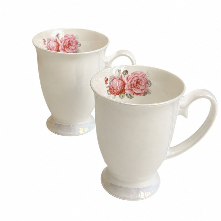 Romantic Floral Pedestal Cup, 320 ml, Fine Porcelain - product view 2