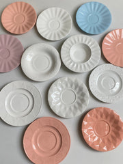 Sky-Blue Relief Ceramic Small Dish, 5 Inch, 13 x 1.6 cm - detail 1