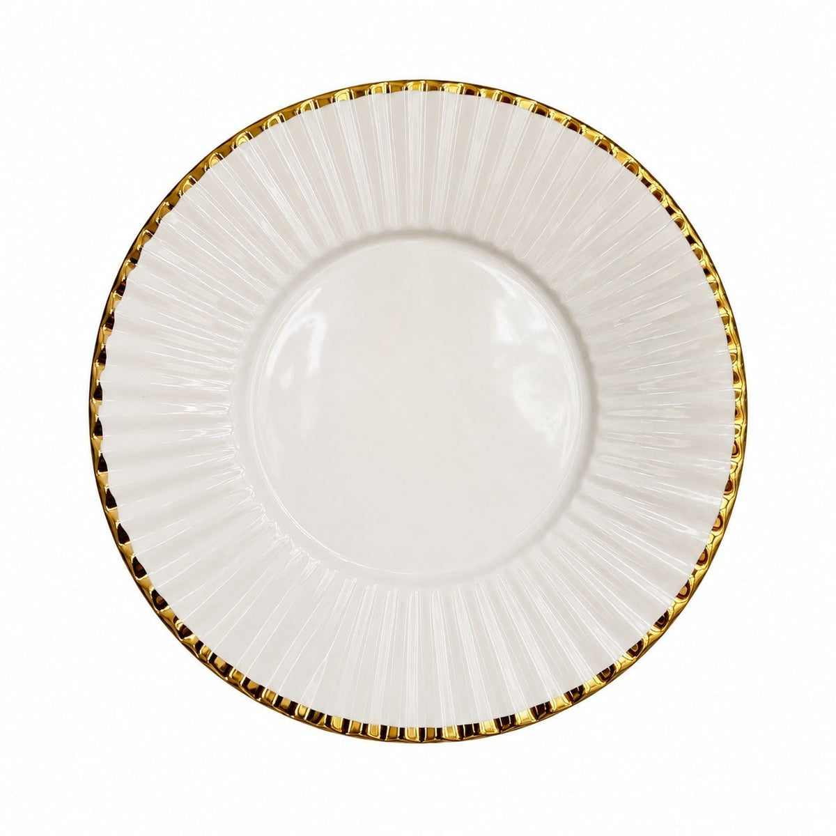 Gold-Rim Gray Ceramic Small Dish, Relief Detailing - product view 2
