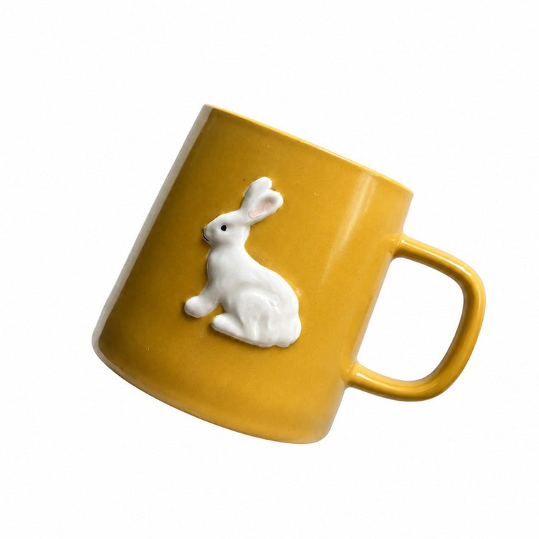 Ceramic Cup with Yellow Rabbit Design, Cute Coffee Mug - product view 2