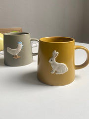 Ceramic Cup with Yellow Rabbit Design, Cute Coffee Mug - detail 2