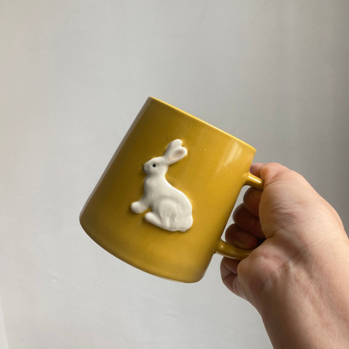 Ceramic Cup with Yellow Rabbit Design, Cute Coffee Mug - detail 1