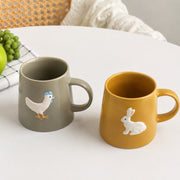 Ceramic Cup with Yellow Rabbit Design, Cute Coffee Mug - detail 3