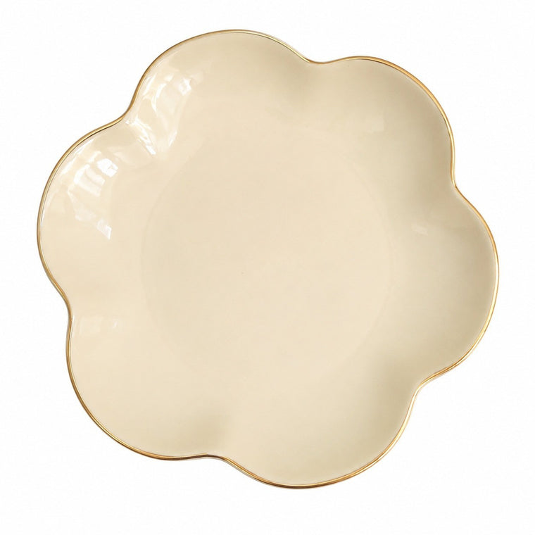 Yellow Gold Rim Ceramic Plate, Dinnerware - product view 1