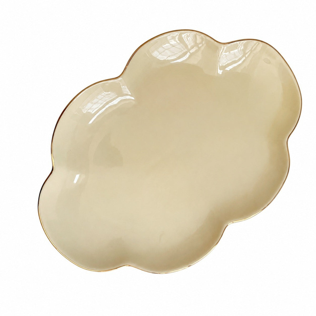 Yellow Gold Rim Ceramic Plate, Dinnerware - product view 3