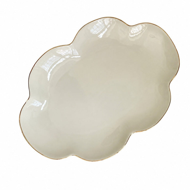 Yellow Gold Rim Ceramic Plate, Dinnerware - product view 2