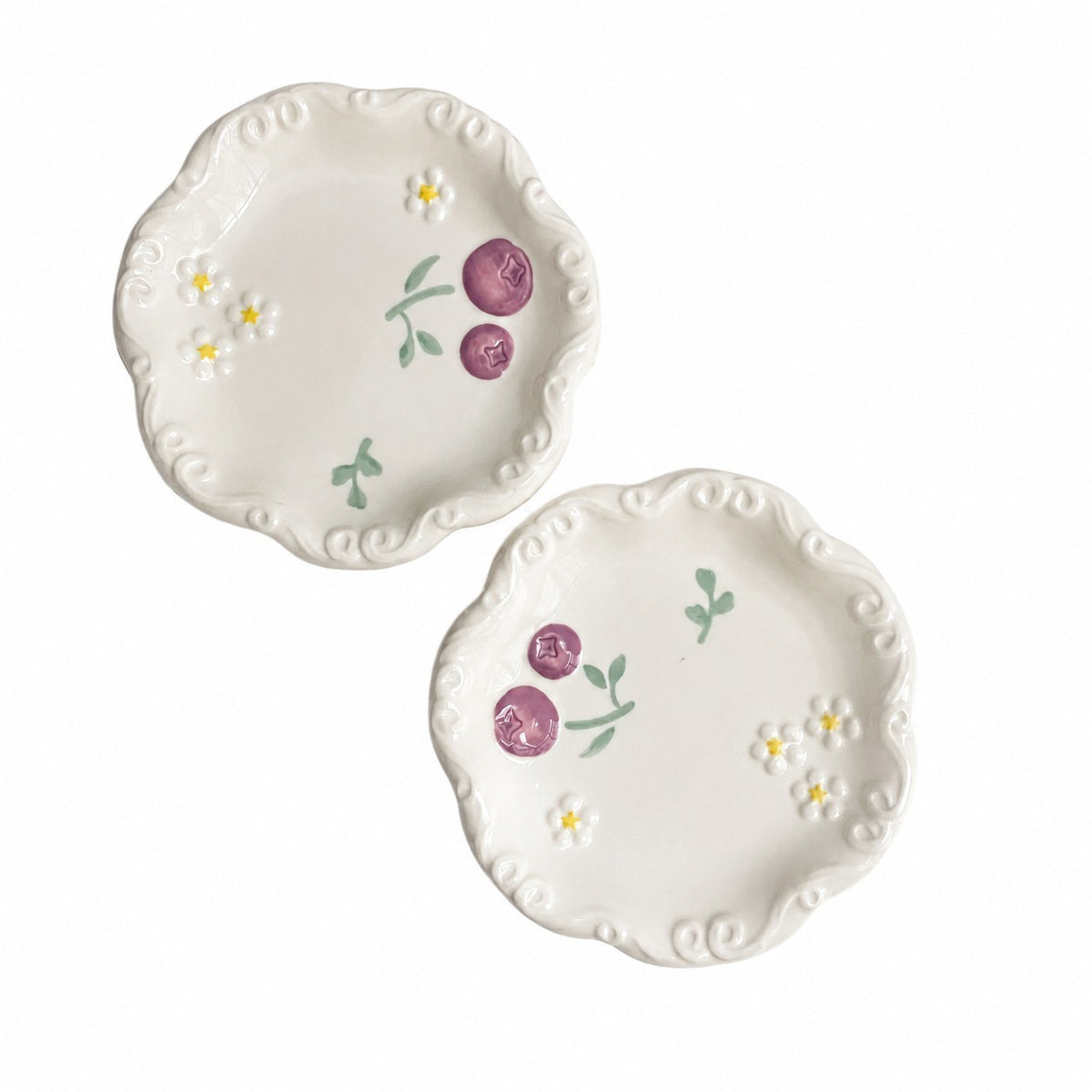 Fruit Motif Ceramic Plate, 5.8 Inch, Underglaze Relief Decor - product view 3