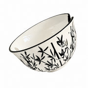 Ink-Bamboo Ceramic Bowl with Utensil Hole, 6.5 Inch, Hand-Painted Underglaze - product view 1