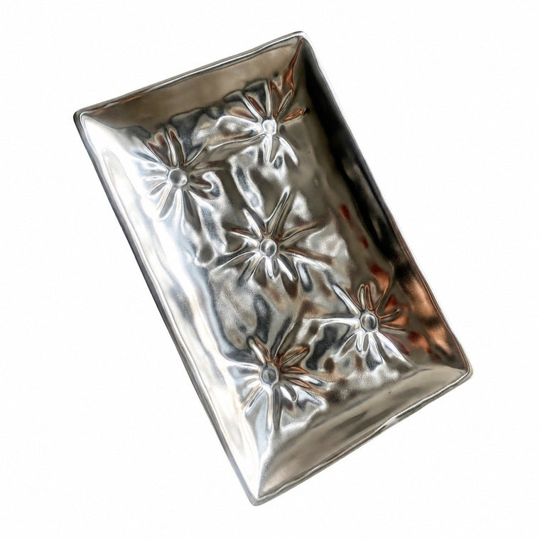 Silver Gray Rectangular Platter, 23.5 x 14 x 3 cm Serving Tray - product view 1