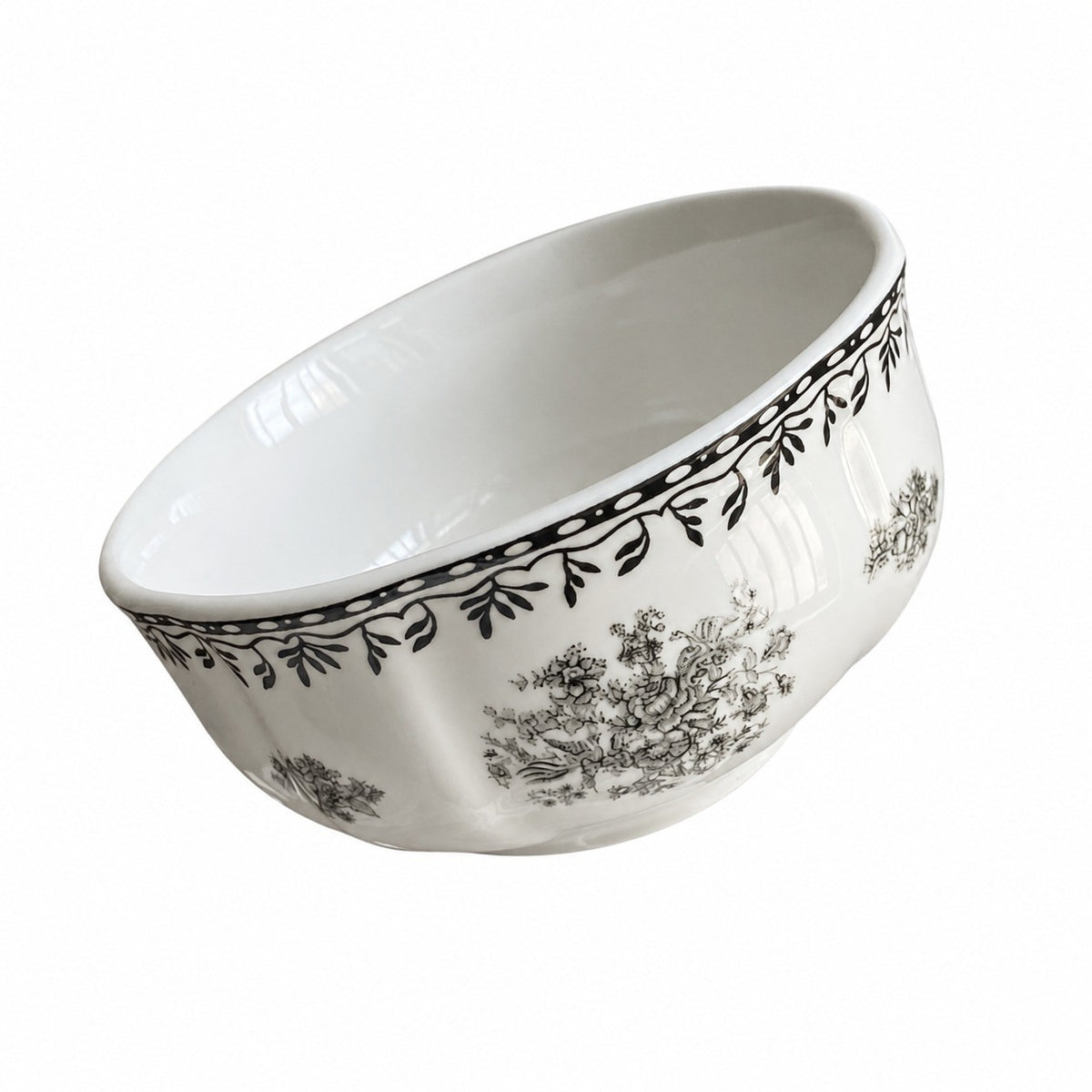 Gray Rose Ceramic Bowl, 3.8 Inch, Underglaze Decorative - product view 1