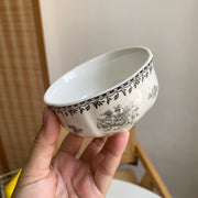 Gray Rose Ceramic Bowl, 3.8 Inch, Underglaze Decorative - detail 1