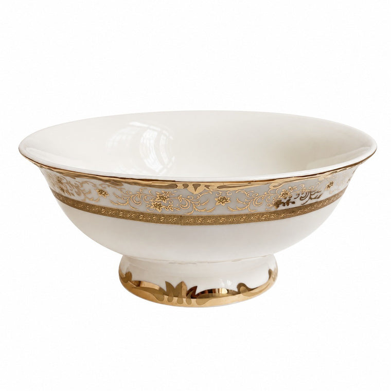 Gold Band 9 Inch Soup Bowl, Ceramic Dinnerware for Soup, Salad & Cereal - product view 1