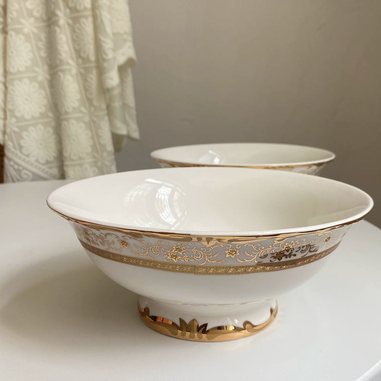 Gold Band 9 Inch Soup Bowl, Ceramic Dinnerware for Soup, Salad & Cereal - detail 1