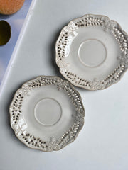 Vintage Openwork Ceramic Small Dish, 14.8 cm, Relief Detailing, Underglaze Decoration - detail 1